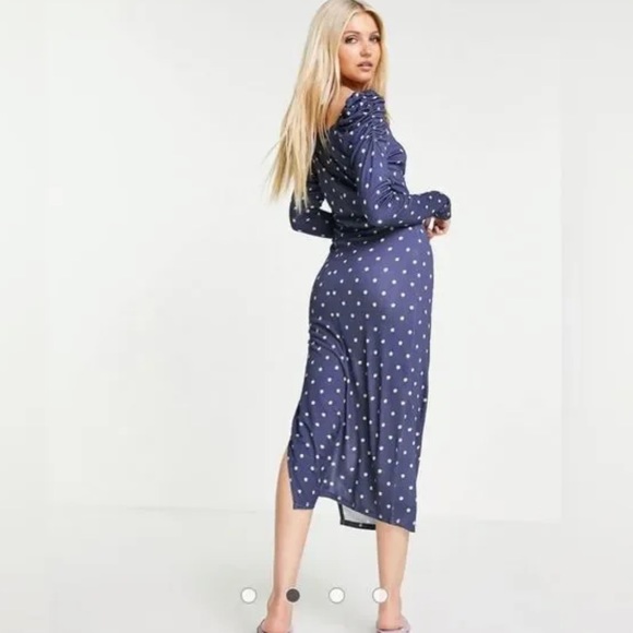TED Baker Ditsy Spot Long Sleeve Jersey Midi Dress 2 - Picture 10 of 10